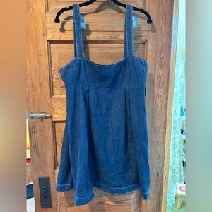 Reformation denim mini dress size 8. Worn once.